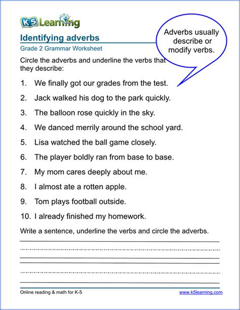 Adverbs Worksheet Rd Grade