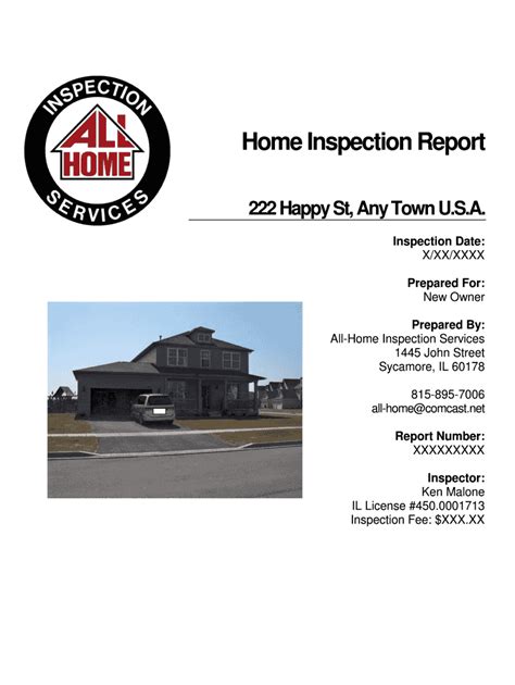 Home Inspection Report Template In Excel Fill Online Printable