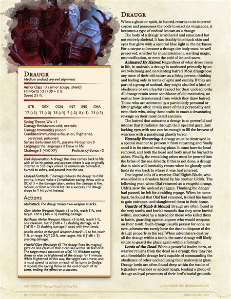 New Monster Draugr — Dnd Unleashed A Homebrew Expansion For 5th