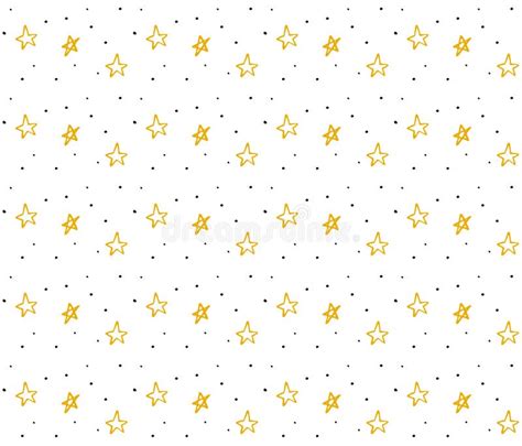 Stars Pattern With Hand Drawn Doodles Yellow Stars On White Background