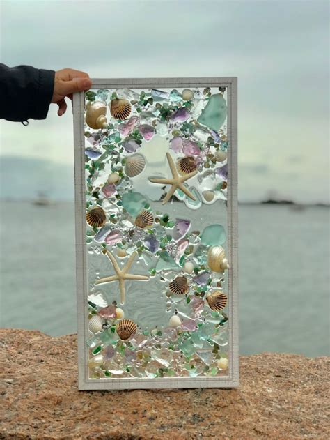Beach Glass Coastal Window 21x 11 Mixed Media Etsy