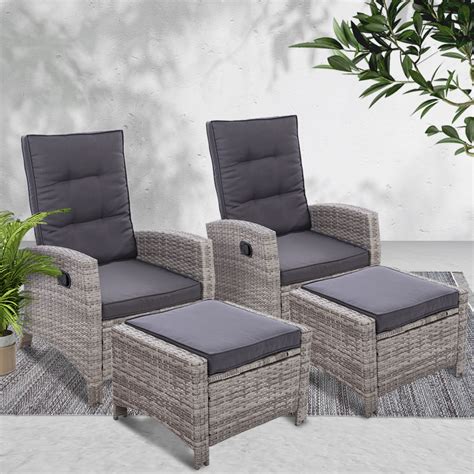 Hanover strathmere all weather wicker reclining patio Gardeon 2PC Sun lounge Recliner Chair Wicker Sofa Outdoor ...