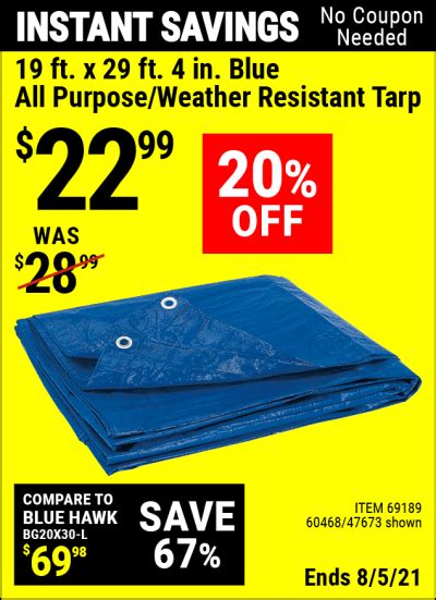 Hft 19 Ft X 29 Ft 4 In Blue All Purposeweather Resistant Tarp For