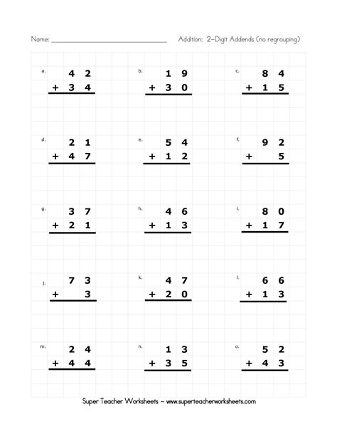 4 Free Math Worksheets First Grade 1 Subtraction Subtract 2 Digit