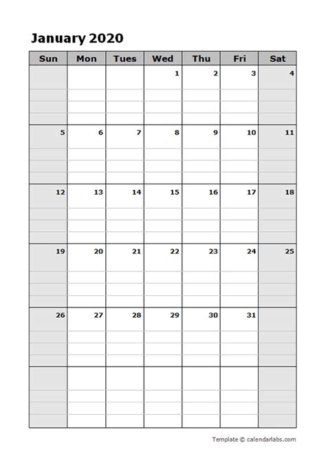 2020 Blank Daily Planner - Free Printable Templates
