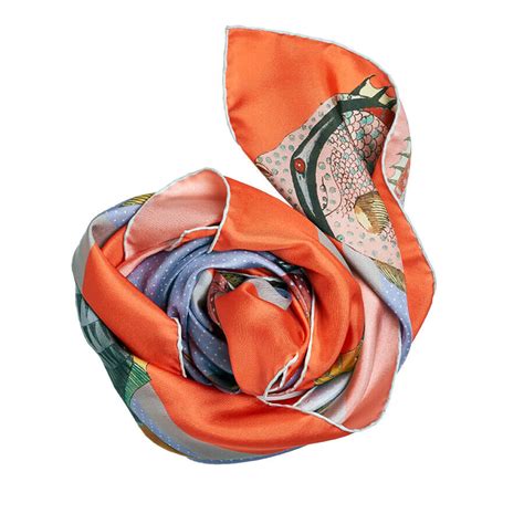 Aquarium Lavender Orange Mongrand Bundlesilk Scarf Mont Kiji