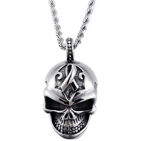 Silver Skull Pendant Necklace Brandalley