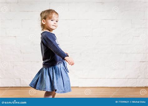 Adorable Little Girl Dancing In The Room Stock Image Image Of Smiling