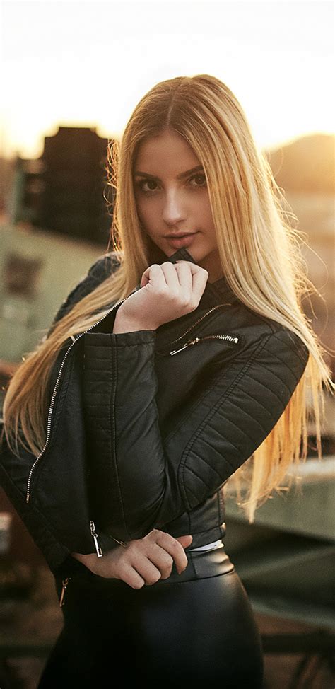 X Blonde Women In Leather Jacket Samsung Galaxy Note S S S QHD HD K Wallpapers