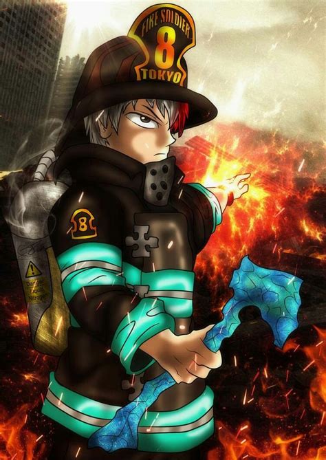 Fire Force Boku No Hero Shoto Fanart Anime Crossover Anime Anime Oc
