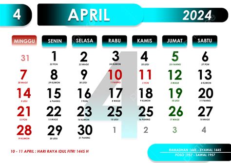 Kalender 2024 Templat Desain Bulan April Kalender 2024 Kalender April