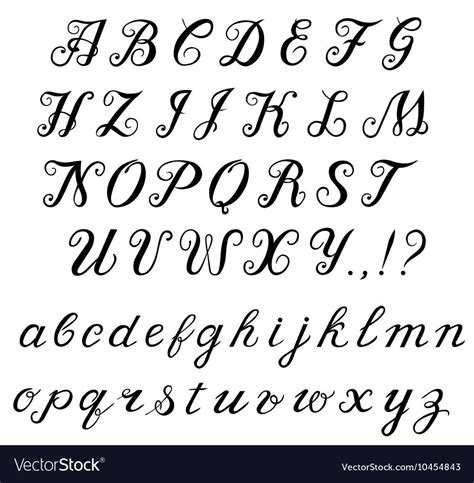 Elegant Hand Written Calligraphic Font Alphabet Capital Letters And