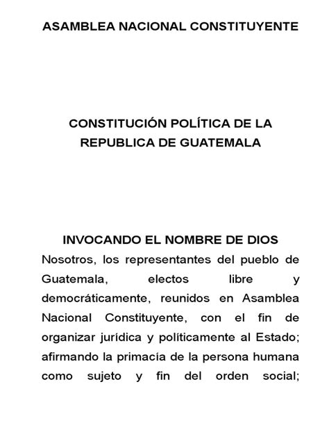 Constitucion Politica De La Republica De Guatemala Información Del
