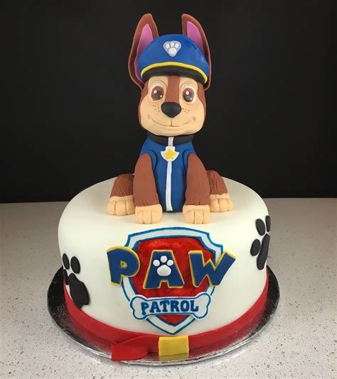 Paw Patrol Cake With An Edible Chase Made Of Fondant Paw Patrol
