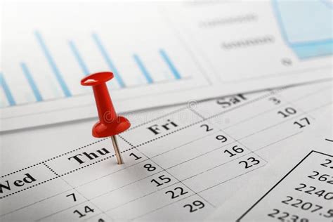 Important Date And Calendar Appointmentred Pin On Calendar Stock Image