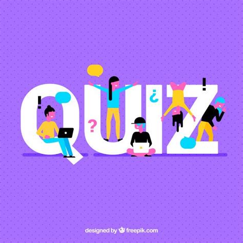 Free Vector Purple Background With Quiz Word And Colorful People