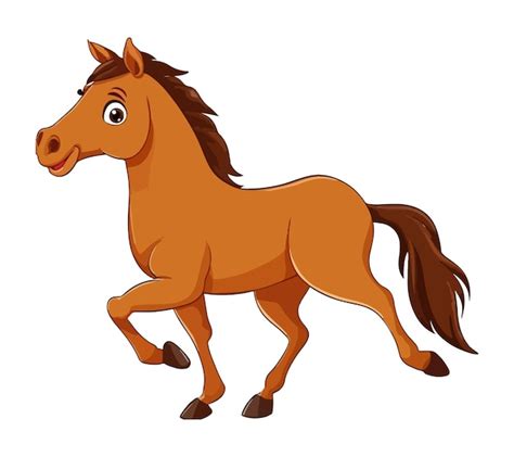 Premium Vector Cartoon Brown Horse Running On White Background