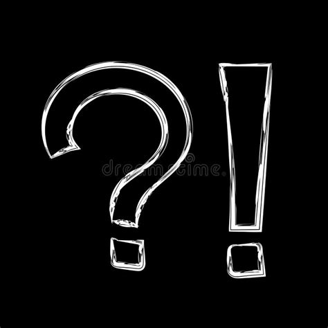 question mark and exclamation point hand drawn sketch on black background stock vector