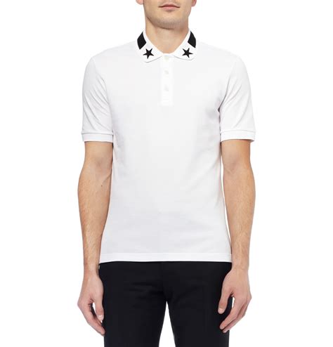 Givenchy Startrim Contrastcollar Polo Shirt In White For Men Lyst