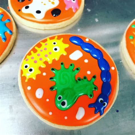 Custom Sugar Cookies With Royal Icing Silly Germs In Petri Dishes