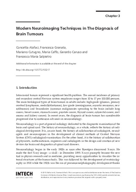 Pdf Modern Neuroimaging Techniques In The Diagnosis Of Brain Tumours