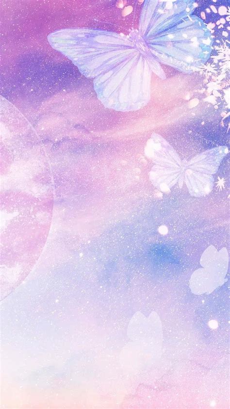 Download Cute Pink Purple Glittery Butterflies Wallpaper