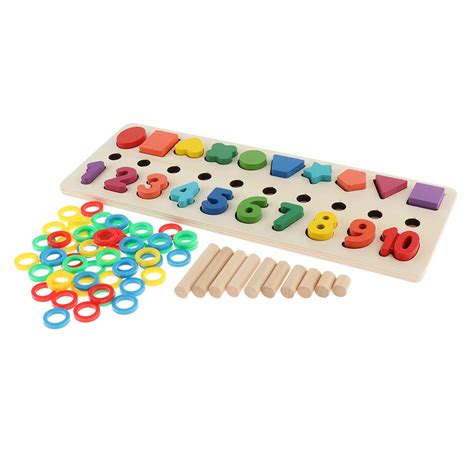 Shape Number Blocks Sorting Counting Ring Stacking Matching Mathematics Learning Educational