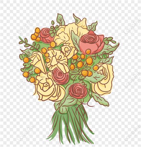 Festive Bouquet Hand Painted Small Fresh Decoration Png Picture And