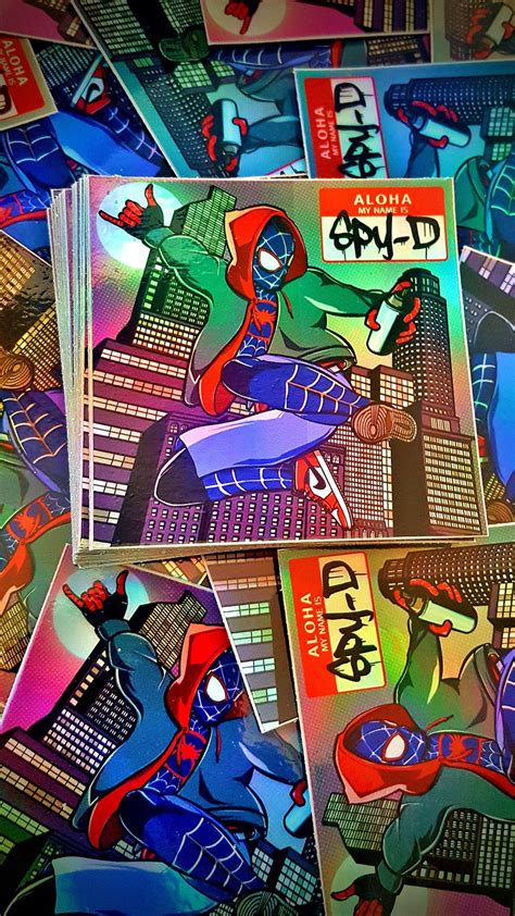 Spider Man Miles Morales Graffiti Street Art Holographic Etsy