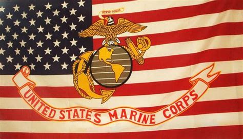 Marines Usmc Logo On Usa Flag 3′ X 5′ Flag