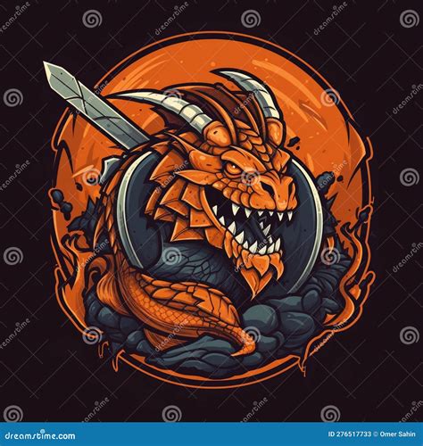 Cartoon Dragon Slayer Emblem For A Gaming Logo Royalty Free Stock