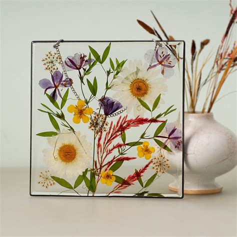 Pressed Flower Art Frame With Wildflowers Resin Art Pressed Etsy