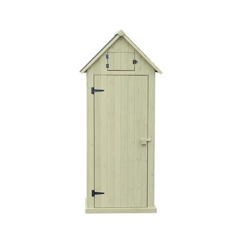 Garden Tool Shed With Shelves Grey White Green And Natural Finish