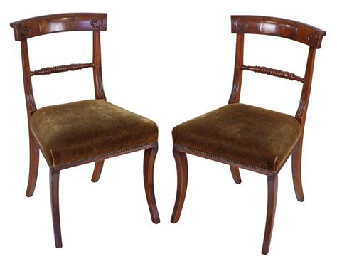 Browse a variety of modern furniture, housewares and decor. Pair of Regency mahogany dining chairs with olive green ...