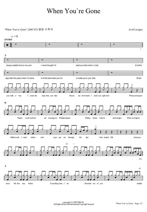 Avril Lavigne When Youre Gone Sheet By Copydrum