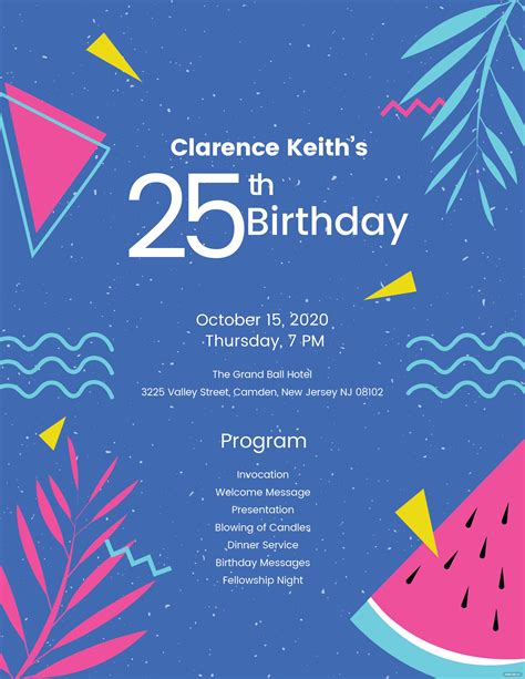 A Birthday Party Program Template All In One Photos