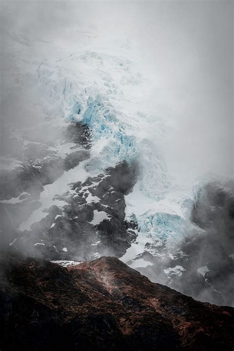 Mountain Glacier Fog Ice Relief Hd Phone Wallpaper Peakpx
