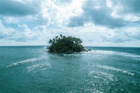 Aerial View Of Small Island In The Middle Of The Sea Stock Image