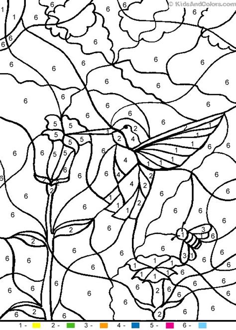 Incredible printable adult coloring pages with free printable. Animal_color_by_number color-by-number-hummingbird ...
