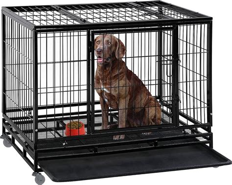 52 Inch Dog Crate With Divider Panel Heavy Duty Pet Cage House For