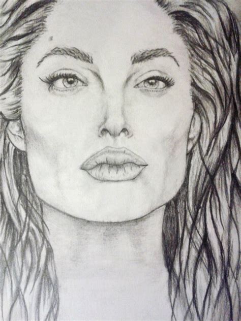 Angelina Jolie Pencil Drawing Pencil Drawings Drawings Male Sketch