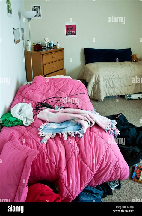 Messy College Dorm Room Stock Photo Alamy