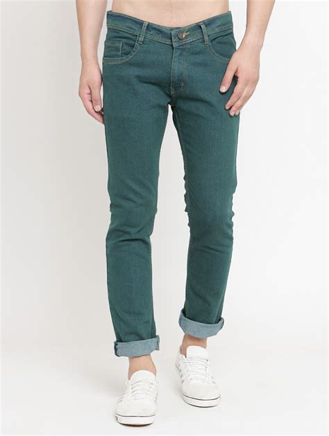 Buy Online Green Denim Plain Jeans From Clothing For Men By Jainish For