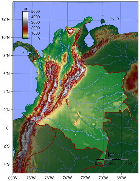 Detailed Topographical Map Of Colombia Colombia Detailed Topographical