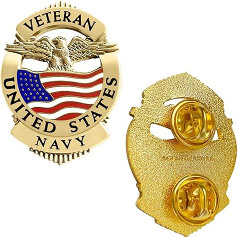 Navy Veteran Lapel Pin Patriotic Military Double Clutch