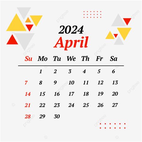 Calendario Abril 2024 Vector Png Dibujos Calendario Abril 2024