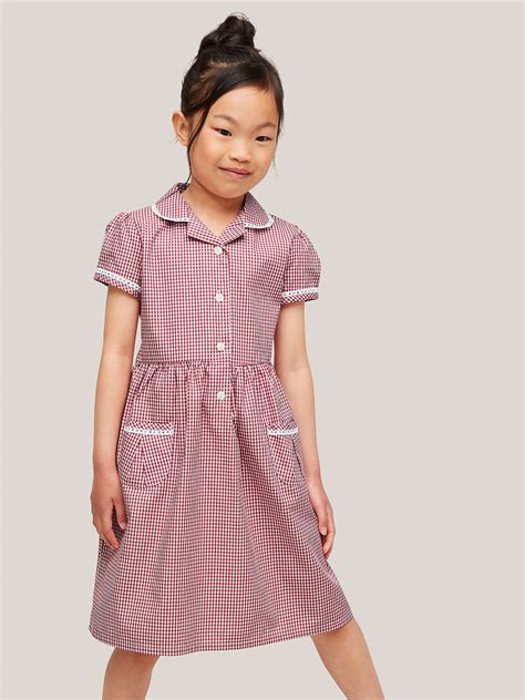 John Lewis And Partners Gingham Cotton School Summer Dress Red At John