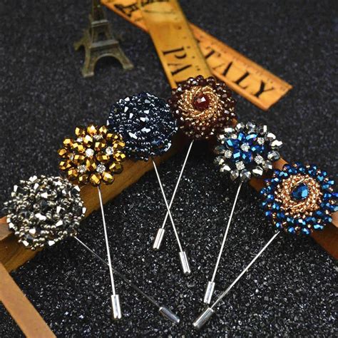 buy mdiger fashion daisy flower lapel pins beaded floral men lapel pins crystal