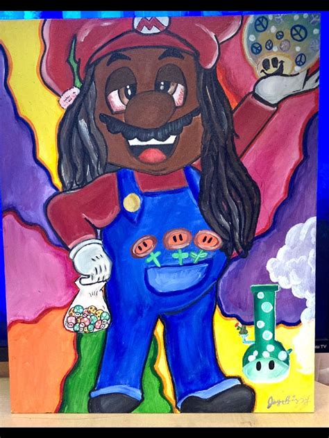 Super Trippy Mario Inspired Painting Etsy