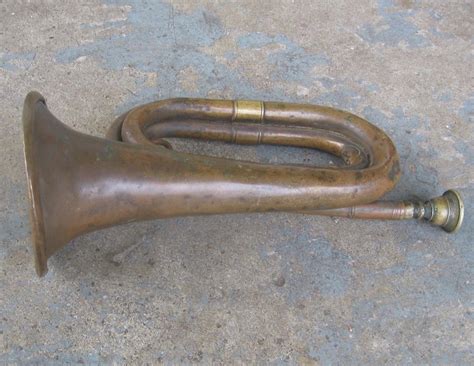 Antique Brass Bugle W Instruction Booklet Thibouville Lamy For